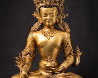 Special old bronze Nepali Medicine Buddha from Nepal, Middle 20th century