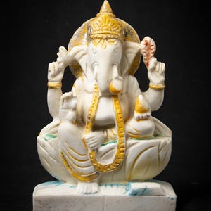 Old marble stone Ganesha statue from India, Middle 20th century