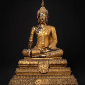 Beautiful antique bronze Thai Rattanakosin Buddha statue from Thailand