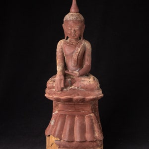 Antique wooden Burmese Buddha statue from Burma, 17th century