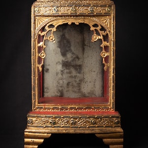 Antique Burmese wooden Buddha temple from Burma, 19th century