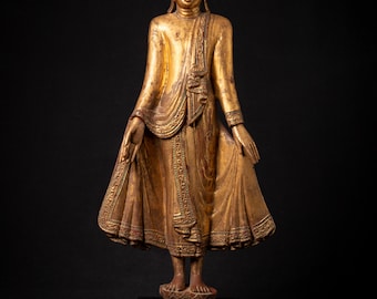 Antique wooden Burmese Mandalay Buddha from Burma, 19th century