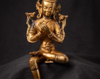 Old bronze Nepali Bodhisattva statue from Nepal, Middle 20th century