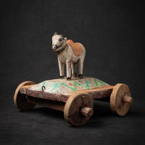Antique wooden Indian Nandi Bull from India, 19th century