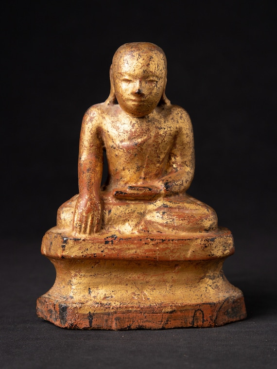 18 世紀、ビルマの古代の木製の僧侶像 - Etsy 日本