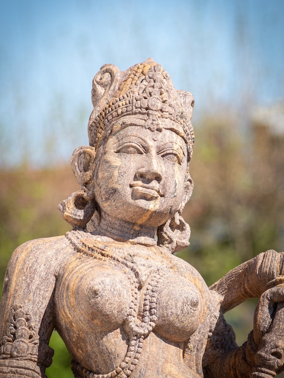 Carved Indian Stone Apsara Statue Carved Indian Stone Apsara Statue