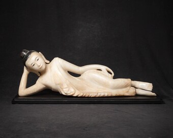 Special antique marble reclining Buddha statue from Burma (Myanmar)