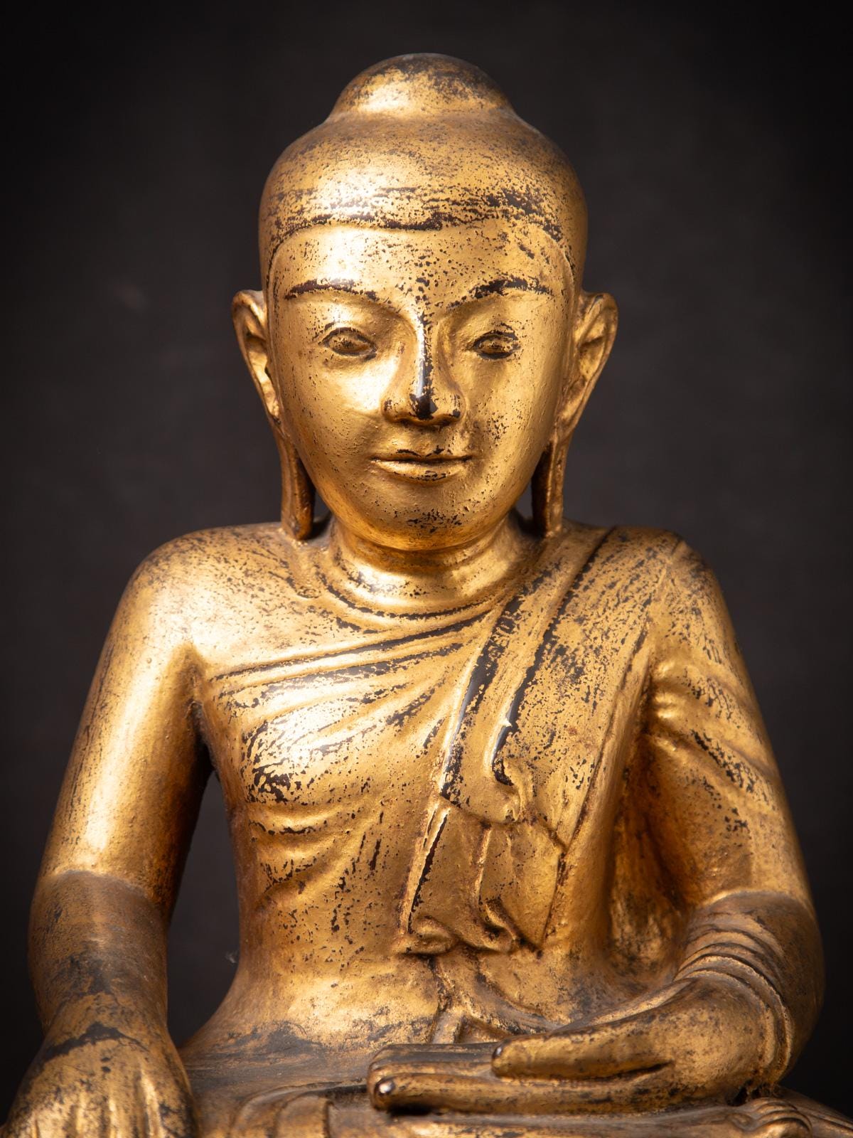 ビルマ18世紀時代仏像手に鉢を持つ6体の木製仏教僧侶彫刻大30cm小18cm 仏像】 ビルマ古仏像（壱）・ミャンマー仏像・木製 Etsy 日本 - 金彫刻