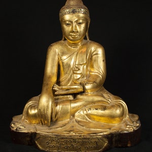 Antique wooden Buddha statue from Burma, 19th century