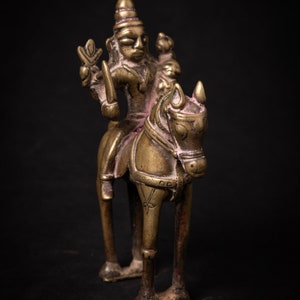 Antique bronze horse with rider from India from India