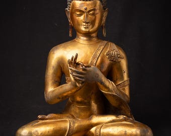 Large old bronze Nepali Buddha statue from Nepal, Middle 20th century