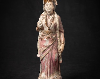 Antique Indian pottery Lakshmi statue from India, 19th century