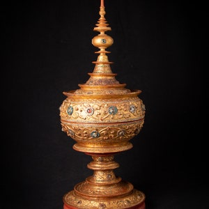 Antique Burmese gilded offering vessel from Burma, 19th century