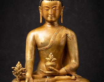 Old bronze Nepali Medicine Buddha statue from Nepal, Late 20th century