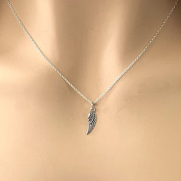 Silver Angel Wing Necklace / 925 Sterling Jewellery / Loss Gift / Gift for Friend, Sister / Everyday Dainty Mythical Pendant Charm
