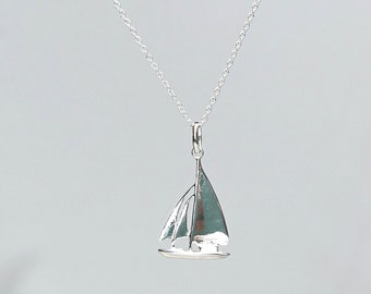 Silber Segelboot Halskette, 925 Sterling Charm Anhänger / personalisierte Geschenk für Sie / nautische Meer Liebhaber / Meer Yacht