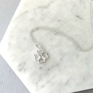 Sterling Silver Four Leaf Clover Necklace / Good Luck Charm / Lucky Gift / New Job Gift / Personalised Gift for her / 925 Jewellery