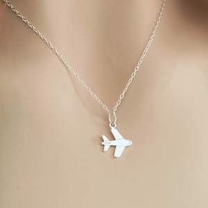 925 Sterling Silver Plane Charm Necklace / Aeroplane Pendant / Travel Good Luck Gift /Personalised Gift for her / Travel Lover / Box Message