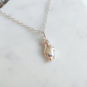 925 Sterling Silver Penguin Charm Necklace / Animal Pendant Jewellery / Personalized Message Gift for her / Penguin lover gift / Dainty
