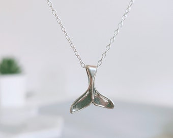 Dainty Sterling Silver Whale Tail Pendant Necklace / Personalised gift for her / 925 Whale Charm / Silver Jewellery Orca Gift / Ocean Lover