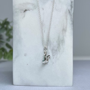 925 Sterling silver Squirrel necklace / Personalised gift for her / Dainty everyday pendant charm / Garden Animal lover / Gift Box Message