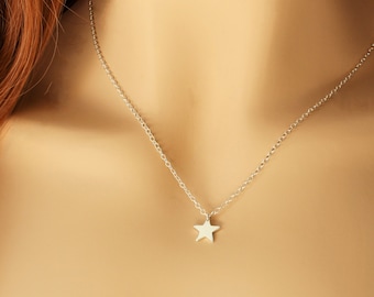 Sterling Silver Star Pendant Necklace / Dainty & Small charm, Personalized Gift for her, Celestial space planet Jewellery / Sky moon lover