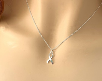 Sterling Silver Awareness Ribbon Necklace