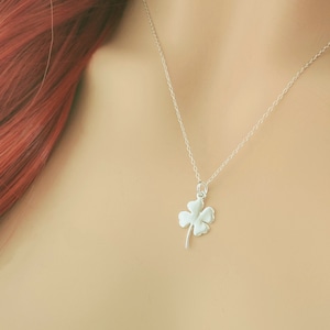 Sterling Silver Four Leaf Clover Necklace / Good Luck Charm / Lucky Gift / New Job Gift / Personalised Gift for her / 925 Jewellery