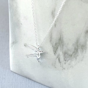 925 Sterling Silver Hummingbird Necklace / Animal Charm Pendant / Personalised gift for her / Gift Message / Everyday Bird Lover Gift