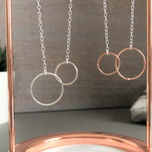 925 Sterling Silver / Rose Gold Circle Karma Necklace / Double Circle / Personalised Gift for Her / Great gift for Sister or Friend / Choker