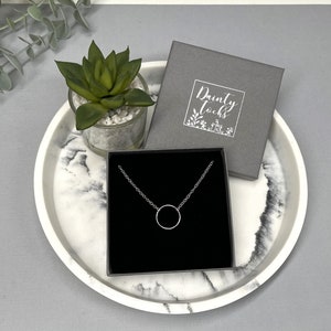 Dainty Sterling Silver Circle Necklace / 925 Eternity Choker / Personalised Gift for her / Yoga Jewellery / Minimalist Everyday Jewellery