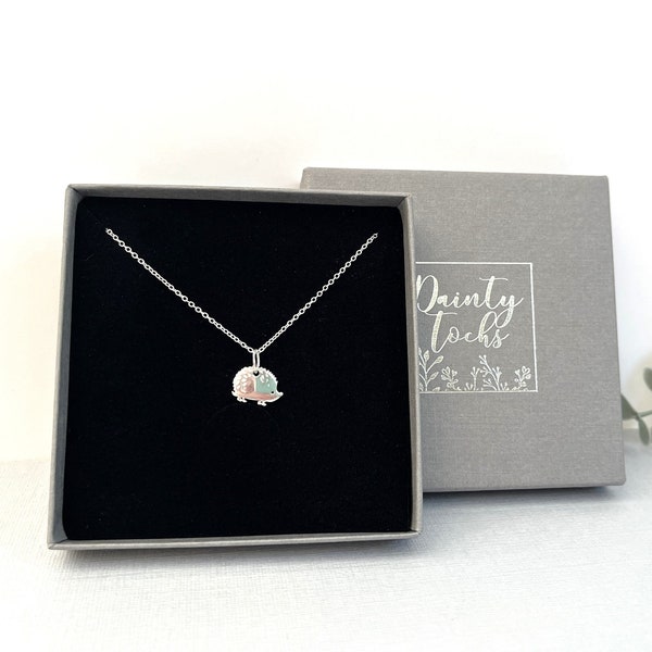 925 Sterling Silver Hedgehog Necklace / Animal Lover Charm Pendant Jewellery / Personalised Gift for Her / Message in Box / Everyday Dainty