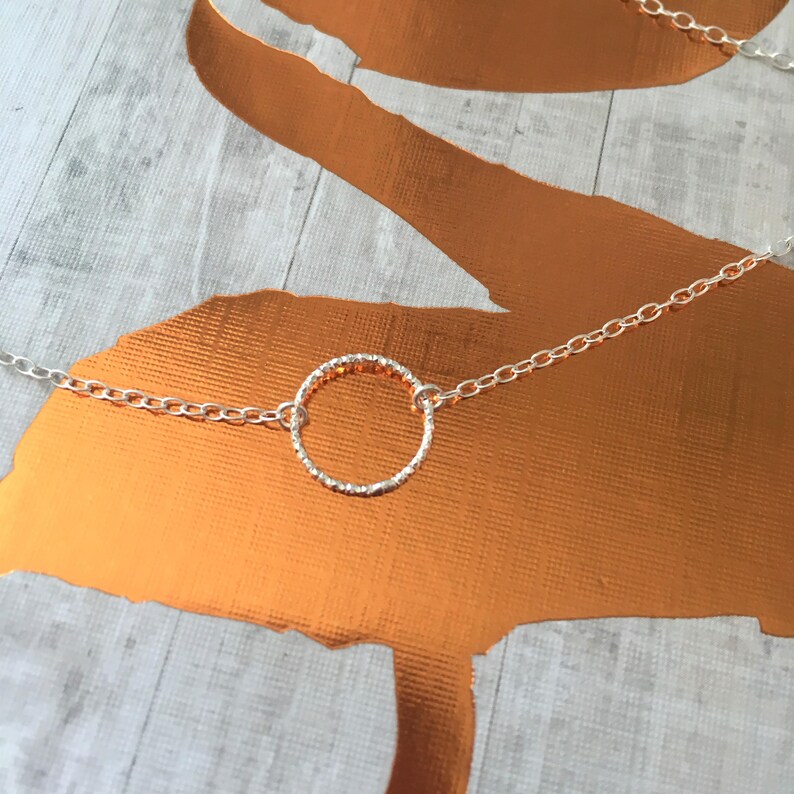 Dainty and small Silver Circle Karma Bracelet Bridesmaid Gift