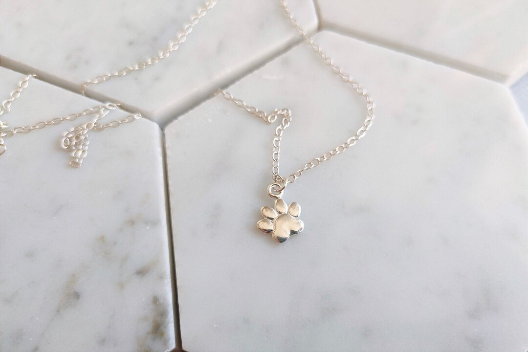 925 Sterling Silver Dog Paw Print Necklace / Pet Pooch / Dog Lover ...