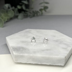 925 Sterling Silver Wishbone Stud Earrings / Lucky Good Luck Charm / Tiny Dainty Small Post / Personalised Gift for Her Wife Girlfriend image 4