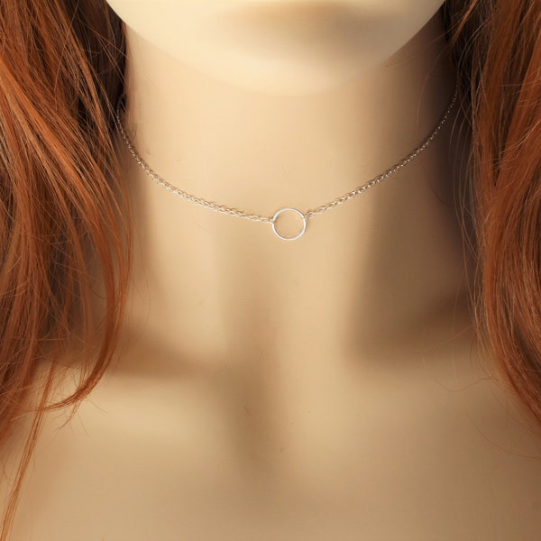 925 Sterling Silber Kreis Karma Halskette / Minimalistische Eternity Choker / Personalisiertes Geschenk für Sie / Brautjungfer / Layering Halskette