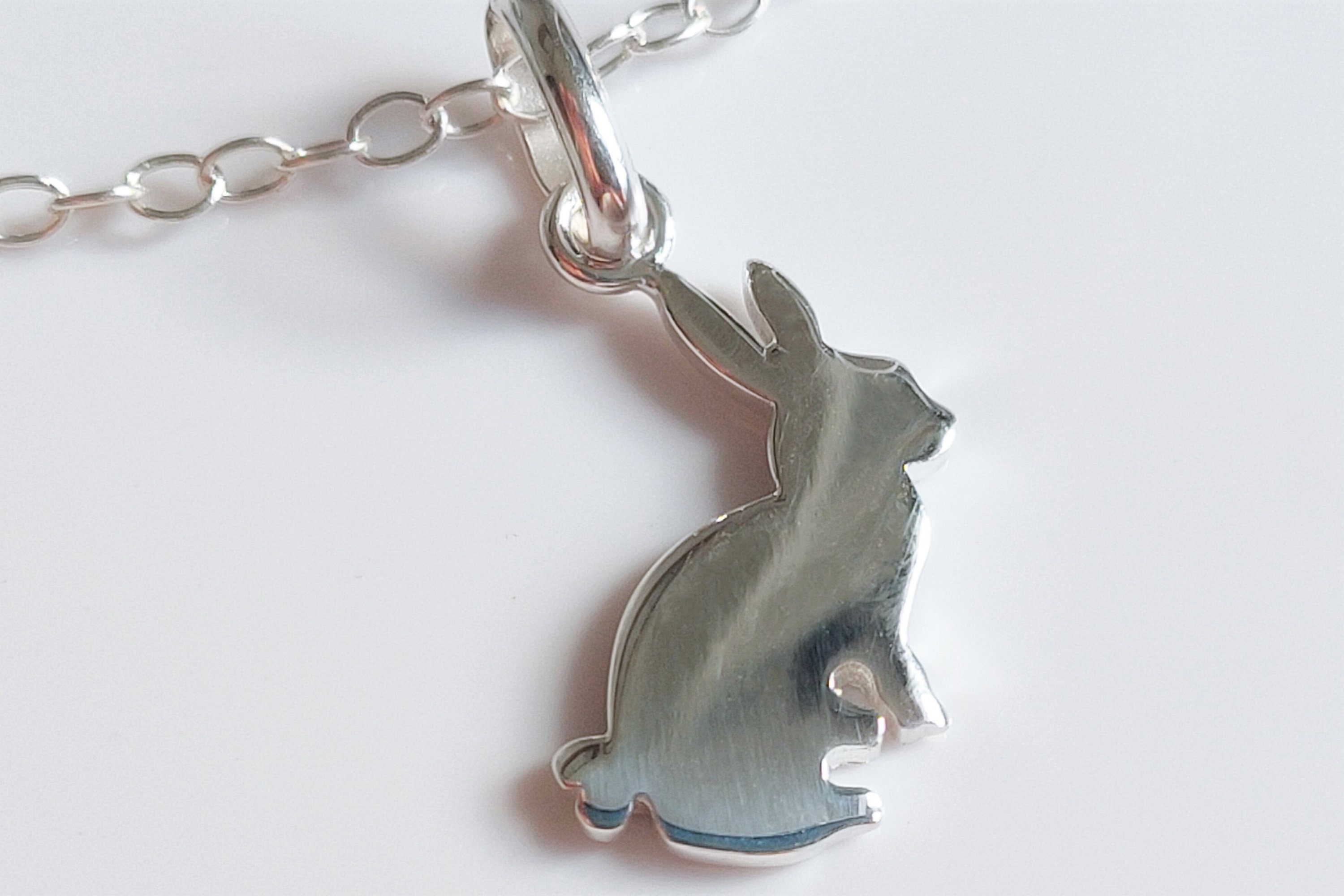 925 Sterling Silver Bunny Rabbit Necklace / Animal Charm Pendant ...