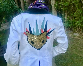 Chaqueta de esmoquin blanco Chaqueta de esquin única Chaqueta de esquin Foxy Tuxedo Chaqueta de esquin de fiesta Chaqueta de esquin divertido Chaqueta de esmoquin Blazer única Blazer blanco Blazer de fiesta Blazer