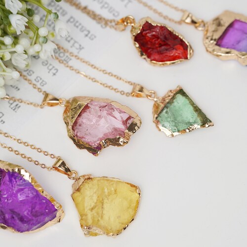 Raw Crystal Necklace Rose Quartz Carnelian Crystal Necklace Etsy