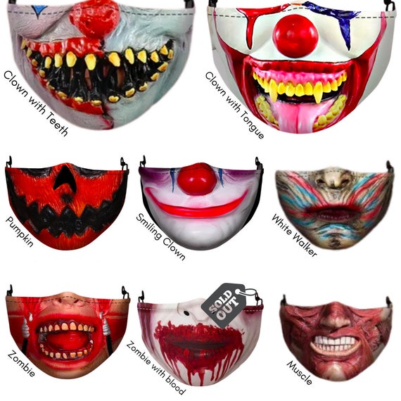 Scary Face Mask Covering 3D Printed Horror Scary Mouth Reusable