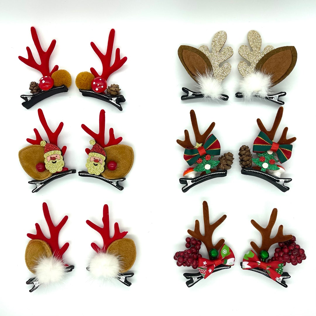 Christmas Hair Clips Reindeer Horns Hair Clip Reindeer Etsy