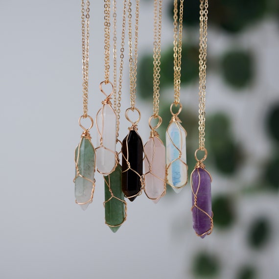 Wire crystal necklace online