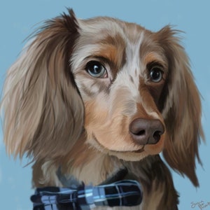 Custom Digital Painting, Realistic Pet Portrait Illustration, Digitally Painted by Hand, Personalized Artwork, Wall Art, Digital Download image 2