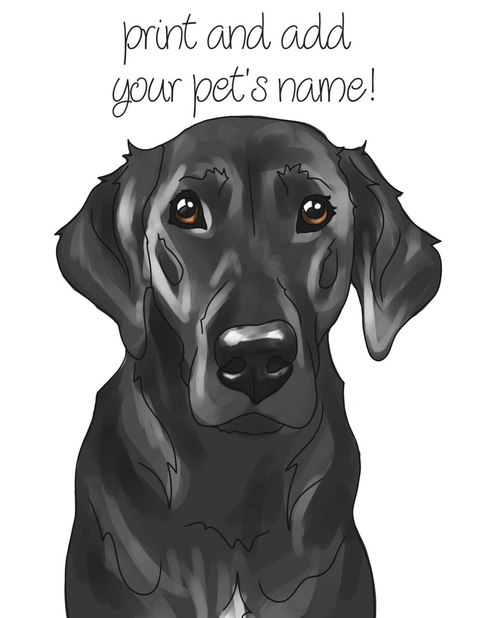 Black Lab Portrait PNG Printable Digital Download Cute Dog | Etsy