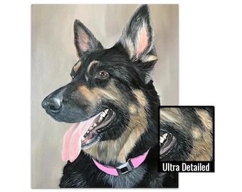 Detailed Hand Painted Pet Portrait, Acrylic Painting, HD Hyper Realistic, Genuine Original Art of Dog, Cat, Horse, Bird, Reptile, etc.