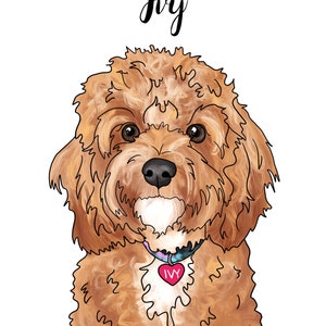 Custom Pet Portrait Illustration, Digital Watercolor Painting, Cute Cartoon Drawing of your Dog or Cat, Personalized Name, Print or Download image 6