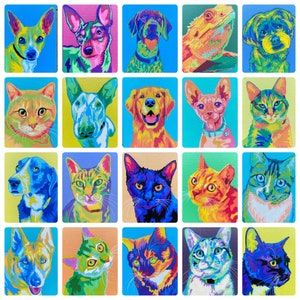 Custom Pet Portrait, Abstract Colorful Acrylic Painting of your Cat, Dog, Horse from photo, on Canvas, Professional Hand Painted Art image 7