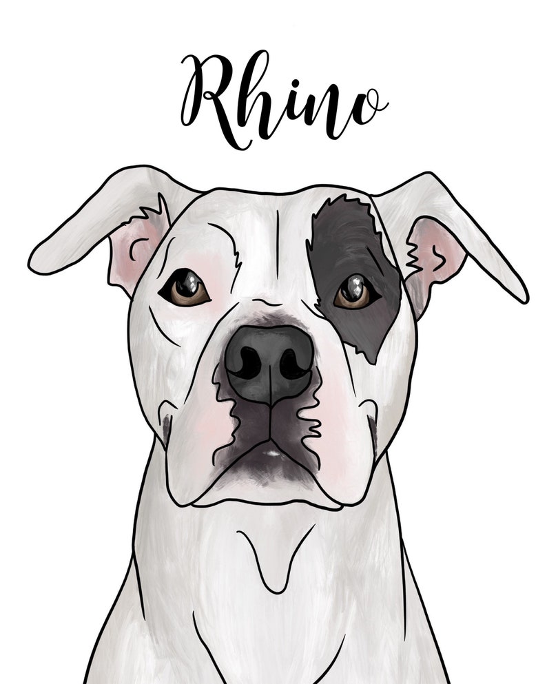 Custom Pet Portrait Illustration, Digital Watercolor Painting, Cute Cartoon Drawing of your Dog or Cat, Personalized Name, Print or Download image 5