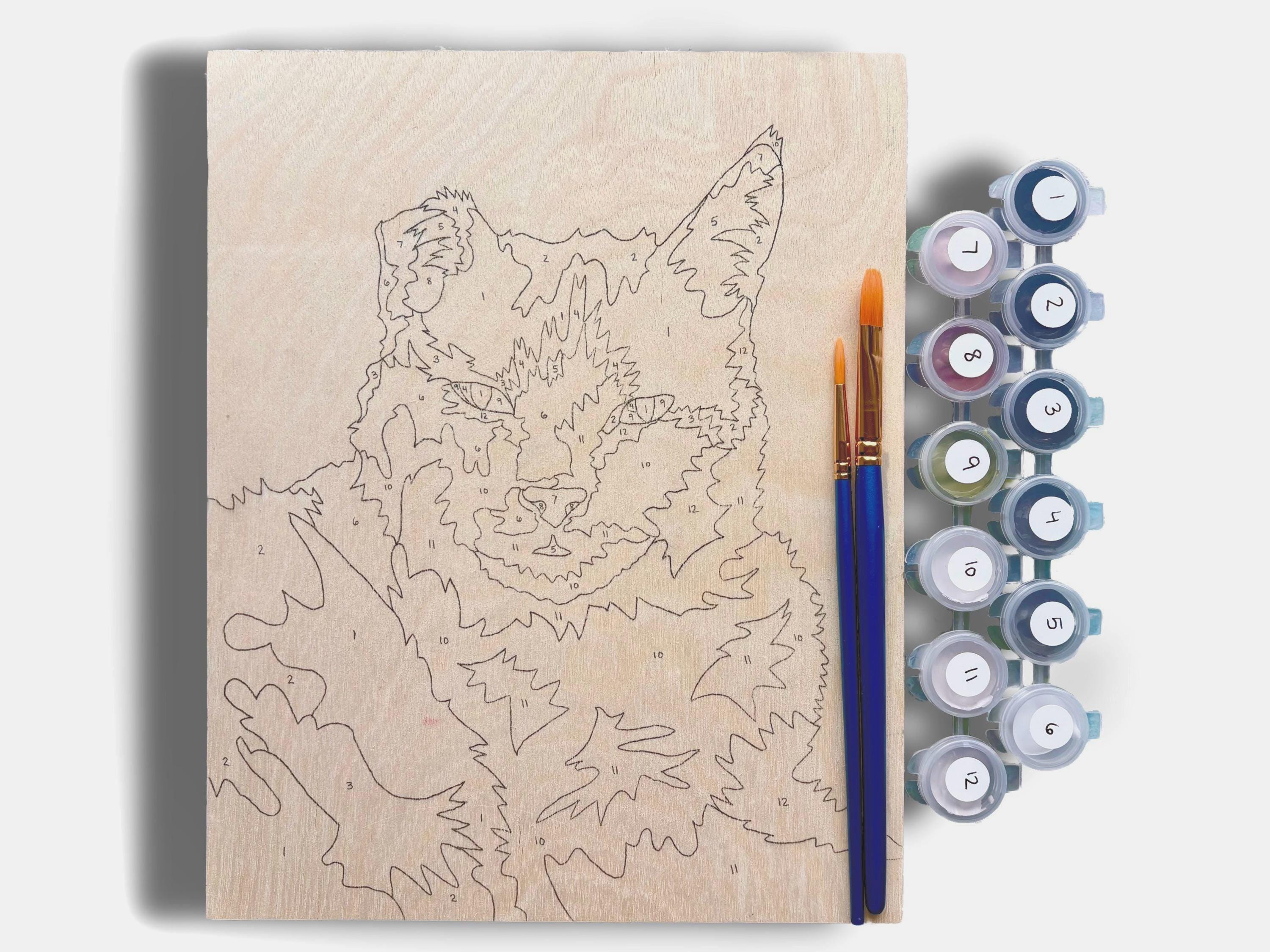 Handmade Paint by Number Kit, Custom Pet Portrait, Hand Drawn with Hand Mixed Paints, Personalized Painting Kit, Color by Numbers