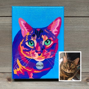 Custom Pet Portrait, Abstract Colorful Acrylic Painting of your Cat, Dog, Horse from photo, on Canvas, Professional Hand Painted Art image 6